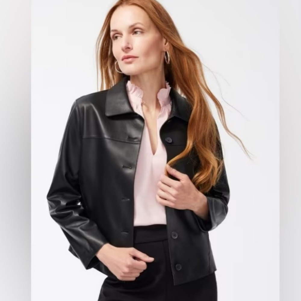 Chico's Black Label Leather Crop Jacket